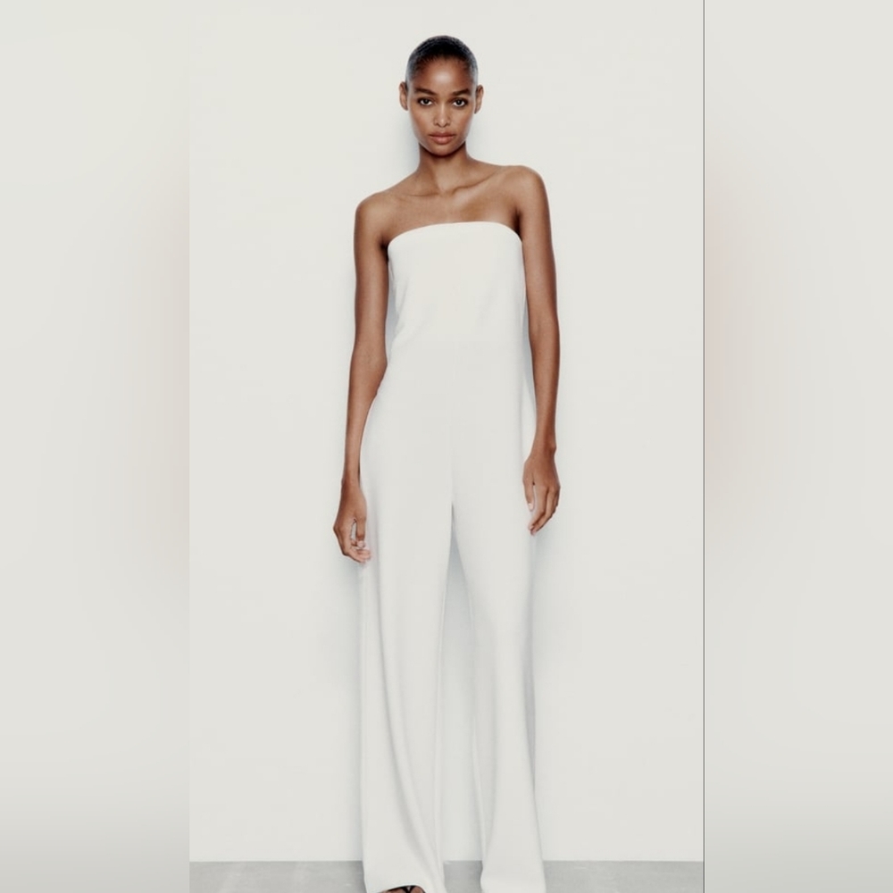 NWT Zara White Strapless Jumpsuit